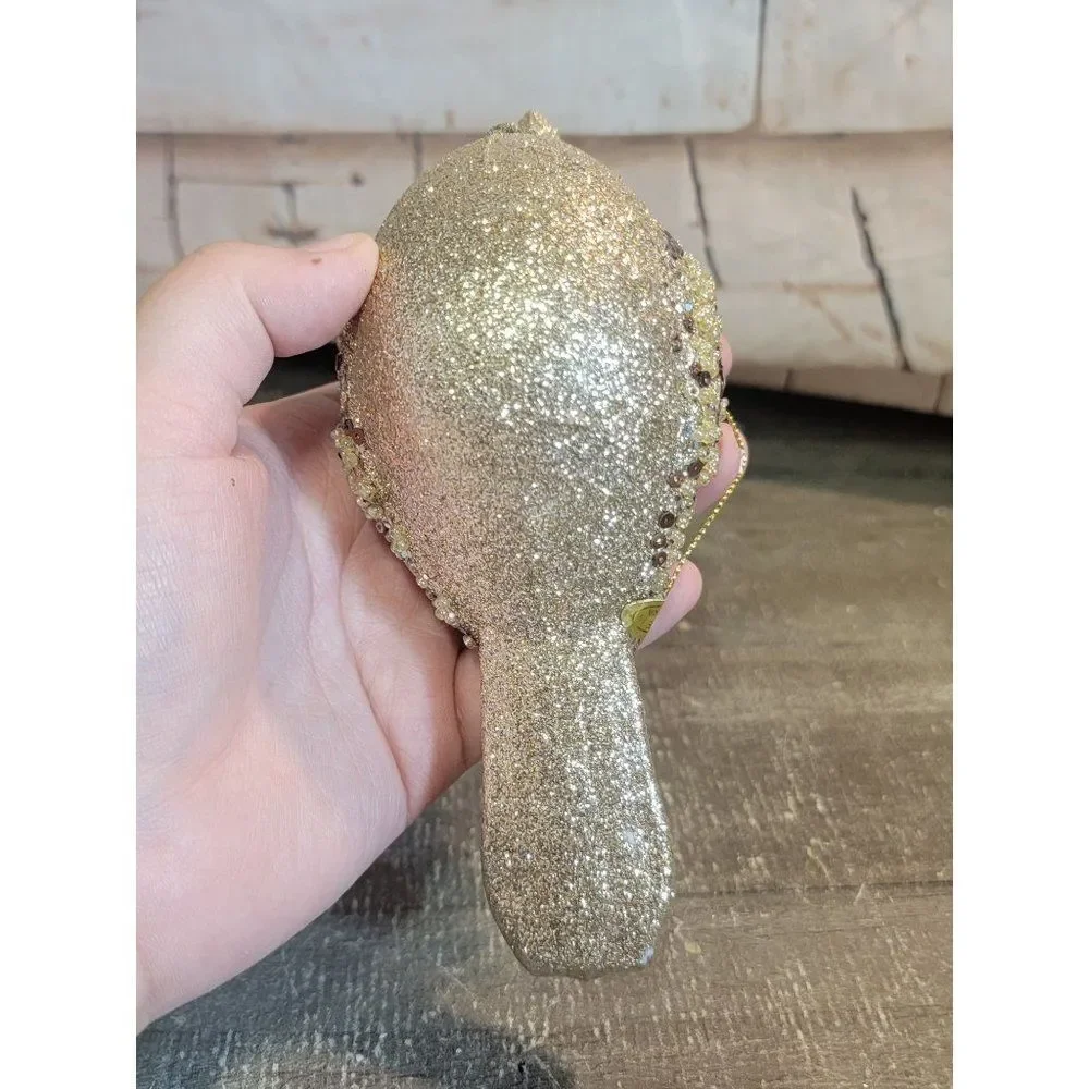 Brown glitter sequins bird ornament Xmas decor‎